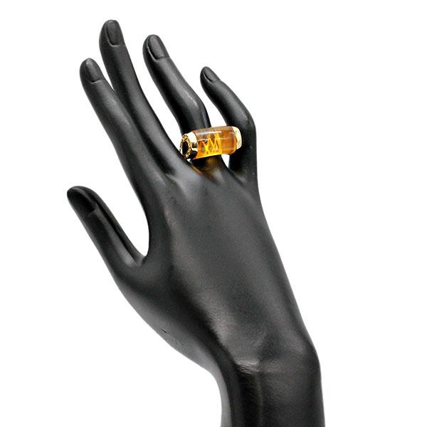 ヤーネス YANES K18YG トパーズ リング 16.5号 イエローゴールド750