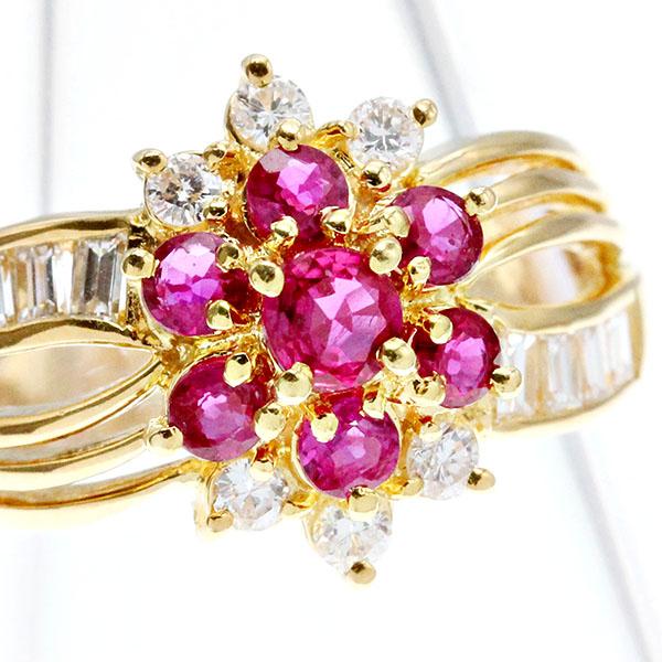 k18 ルビーリング　12号 ルビーフルエタニティリング ルビーリング K18リングK18指輪 12