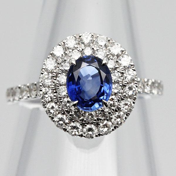 K18WG サファイア ダイヤモンド リング 12号 S1.02ct D0.89ct 4.3g レディース 中古 18金 ゴールド 750 指輪 ジュエリー ギフト_1