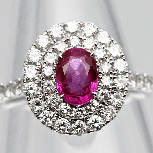 K18WG ルビー ダイヤモンド リング 12号 R1.01ct D0.86ct ゴールド 金