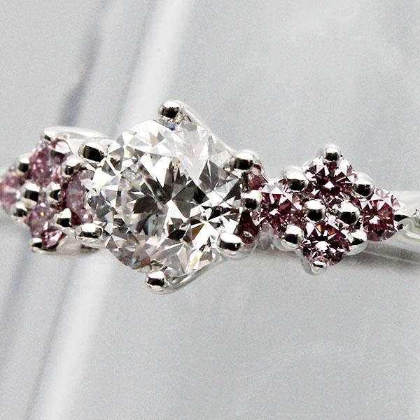 プラチナ ダイヤモンド 天然ピンクダイヤ リング 7号 D0.320ct Pt950
