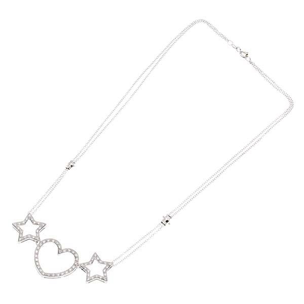 K18WG 星 ハートモチーフ ダイヤモンド ネックレス 40.5cm D0.58ct 9.5g レディース 中古 18金 ゴールド 750 ジュエリー ギフト 誕生日_3