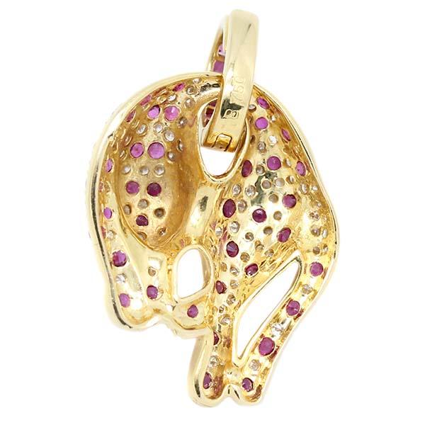K18YG パンサーモチーフ ルビー ダイヤモンド ペンダントトップ