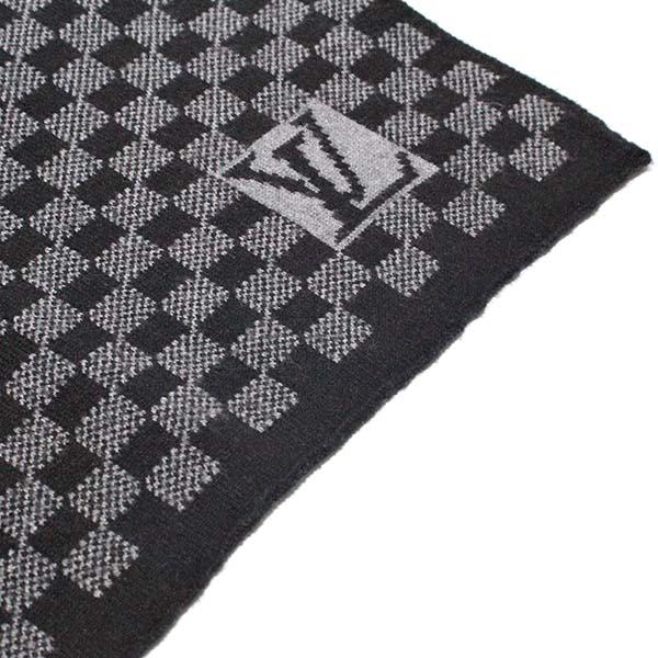 ルイヴィトン　LOUIS VUITTON カシミヤマフラー ブラック/グレー LOUIS VUITTON（ルイ・ヴィトン） カシミア シルク マフラー ブランド