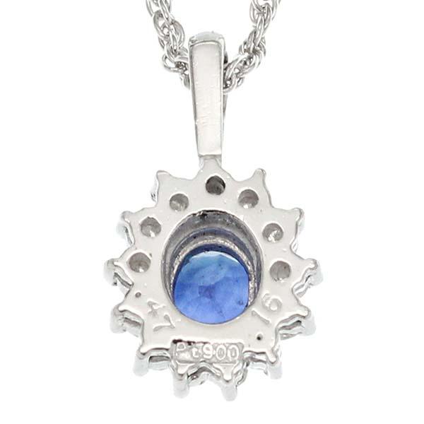 プラチナ サファイア ダイヤモンド ネックレス 40cm S0.47ct D0.16ct 