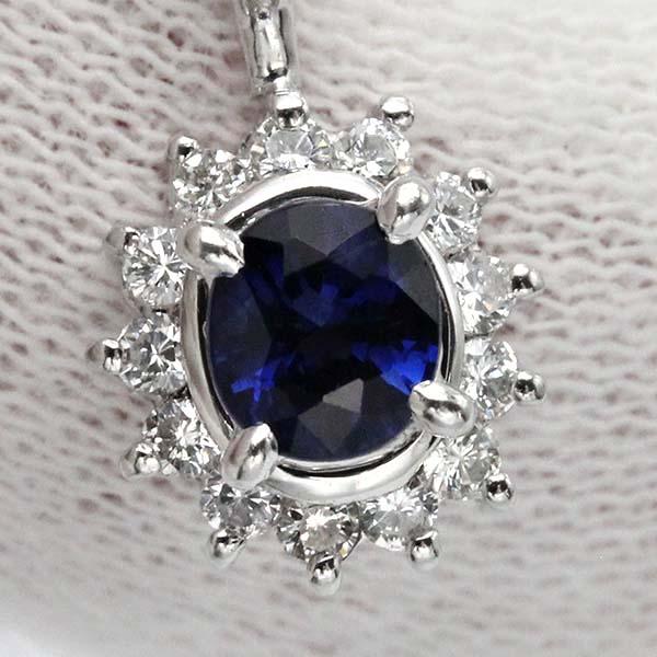 プラチナ サファイア ダイヤモンド ネックレス 40cm S0.47ct D0.16ct 
