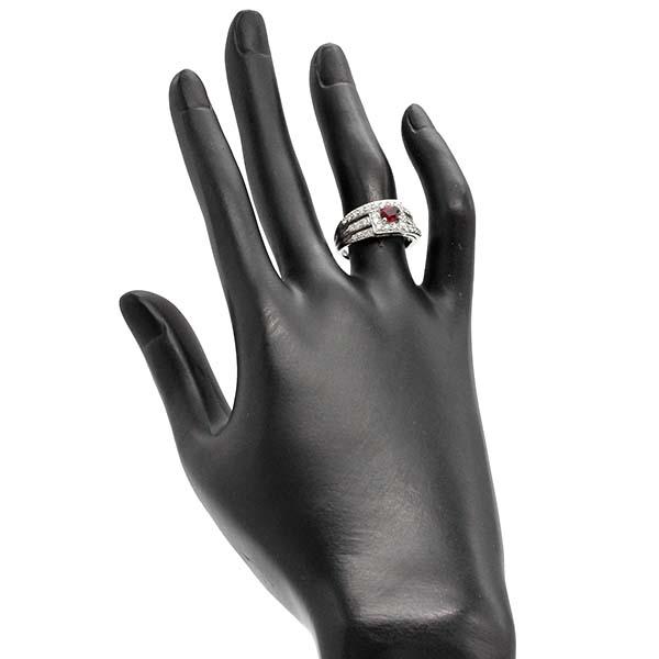 プラチナ ルビー ダイヤモンド リング 12号 R0.59ct D0.64ct Pt900