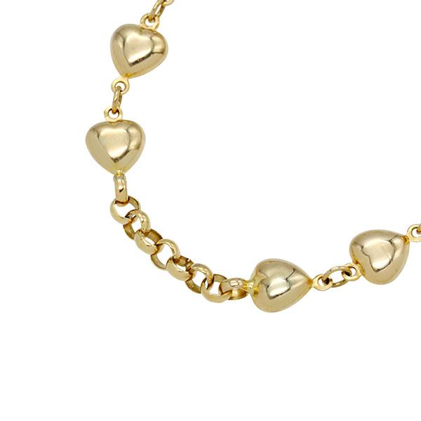 K18YG ハートモチーフ ブレスレット 18cm イエローゴールド750 heart