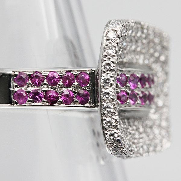 K18WG ダイヤモンド ピンクサファイア リング D0.68ct S0.49ct 12.5号 8.5g レディース 中古 指輪 18金 ゴールド 750 宝石 ジュエリー_3