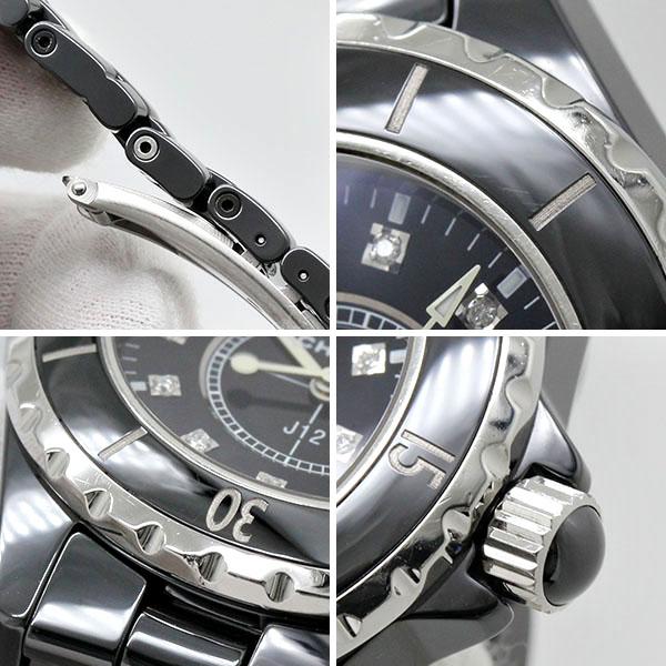 J12 シャネル CHANEL デイト H1625 ブラック文字盤 12Pダイヤ ブラック 