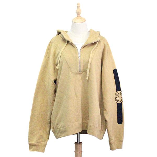 GUCCI（グッチ） ロゴプリント ハーフジップ プルオーバー スウェット