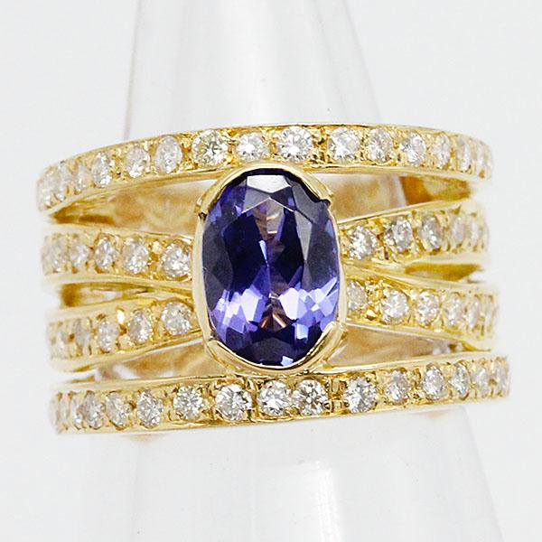 K18YG タンザナイト ダイヤモンド リング 9号 TZ1.32ct D0.88ct