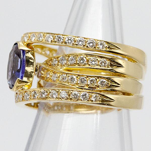 K18YG タンザナイト ダイヤモンド リング 9号 TZ1.32ct D0.88ct