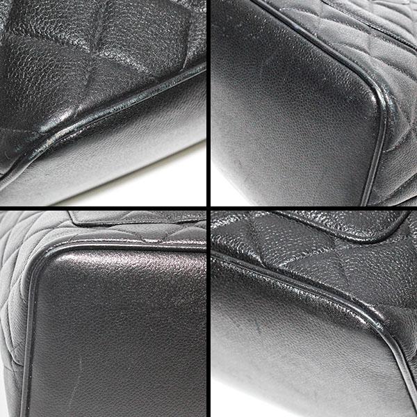 ヴィンテージ シャネル CHANEL マトラッセ 復刻トート トートバッグ A01804 キャビアスキン ブラック ゴールド ブランド 女性 レディースの画像