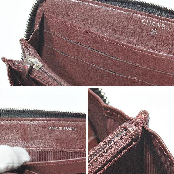 マトラッセ シャネル CHANEL ラムスキン ラウンドファスナー 長財布