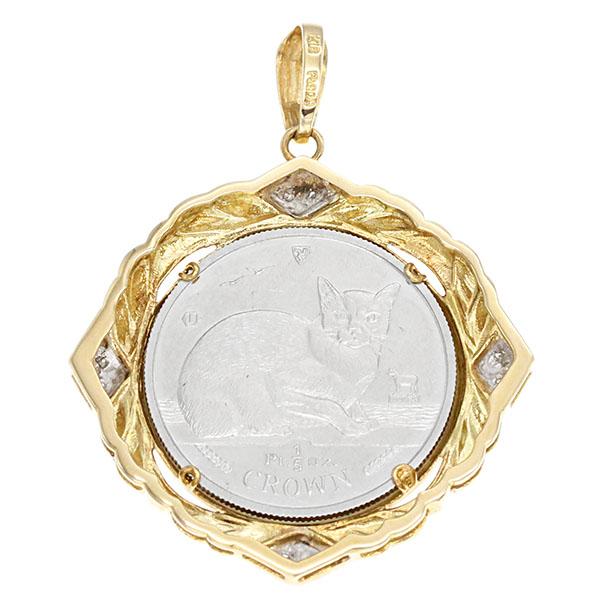 K18YG/プラチナ900枠 エリザベス2世 マン島 プラチナ キャットコイン