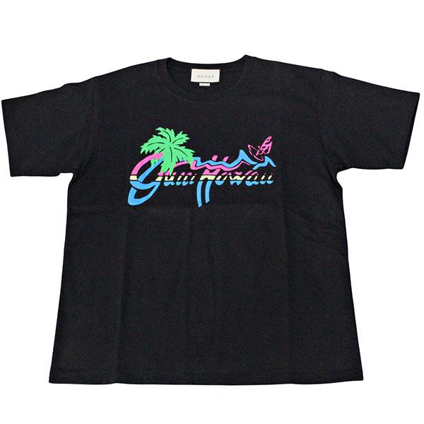GUCCI ロゴプリント ポロシャツ GUCCI グッチ クリーニング済み ハワイ柄プリント ロゴ Tシャツ