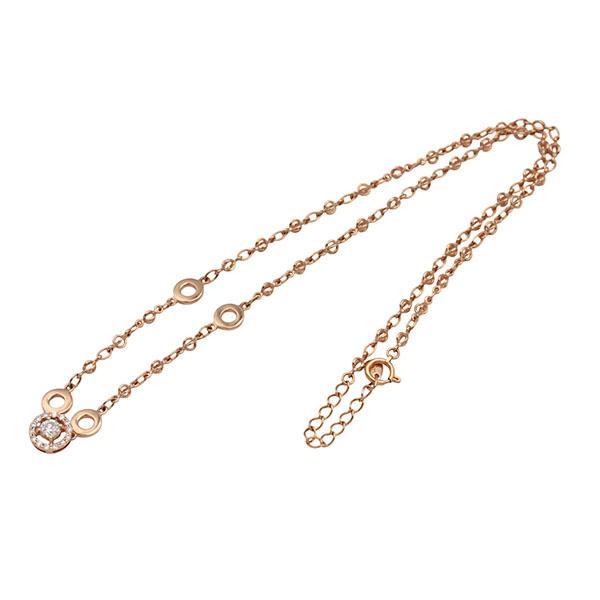 K18PG ダイヤ ネックレス 43.5cm D0.27ct/0.14ct ピンクゴールド 7.8g 