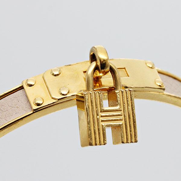 HERMES エルメス ケリー Hモチーフ GP/レザー バングル