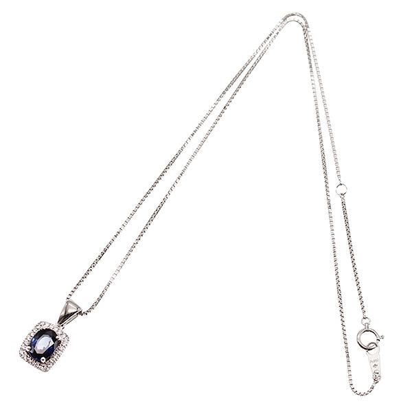 サファイア・ダイヤ　プラチナネックレス プラチナ サファイア ダイヤモンド ネックレス 40cm S1.72ct D0.17ct