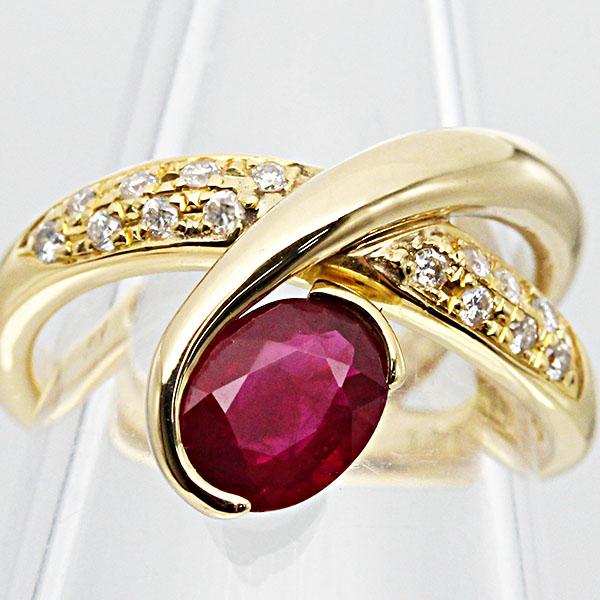 K18YG ルビー ダイヤモンド リング 10.5号 R1.07ct D0.16ct 指輪 宝石