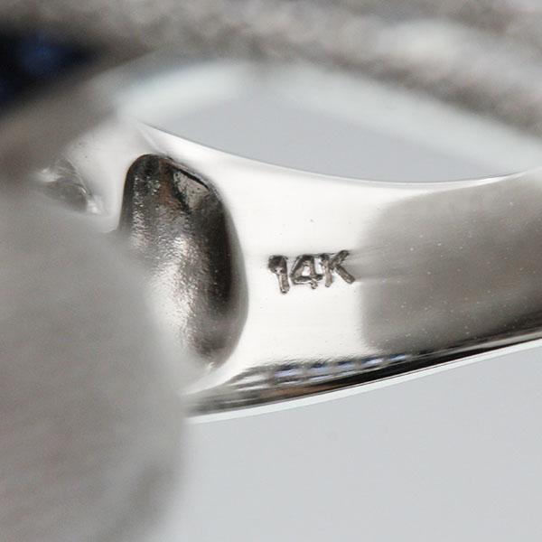 k14WGダイヤモンドリング K14WG サファイア ダイヤモンド リング 13.5号 ホワイトゴールド 6.3g