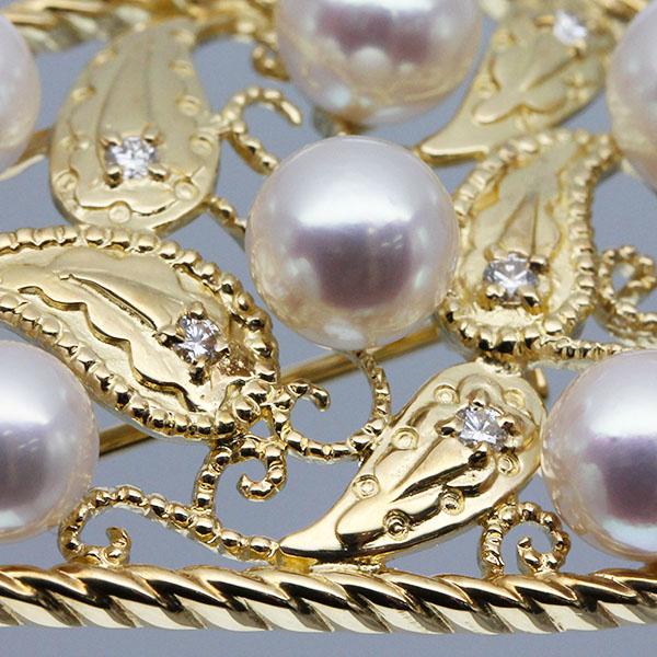 MIKIMOTO ミキモト ダイヤモンド ブローチ K18YG レディース [中古