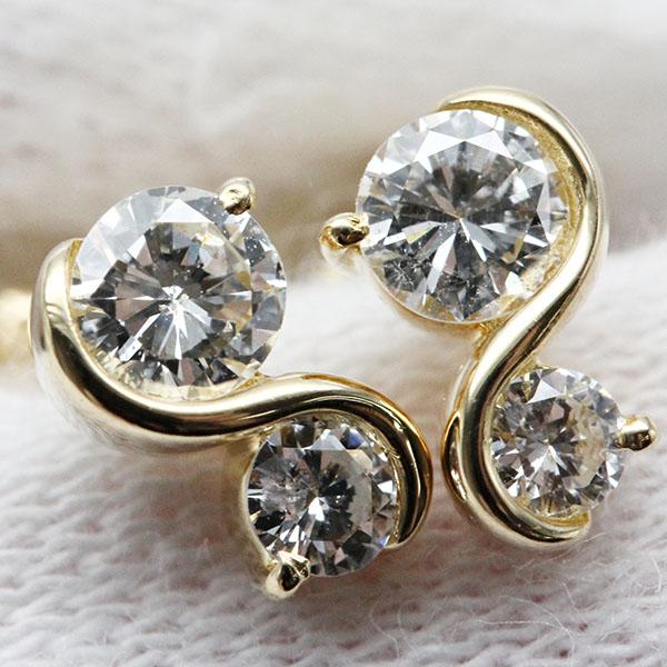 K18YG ダイヤモンド ピアス D0.20ct×2 1.6g イエローゴールド750 宝石