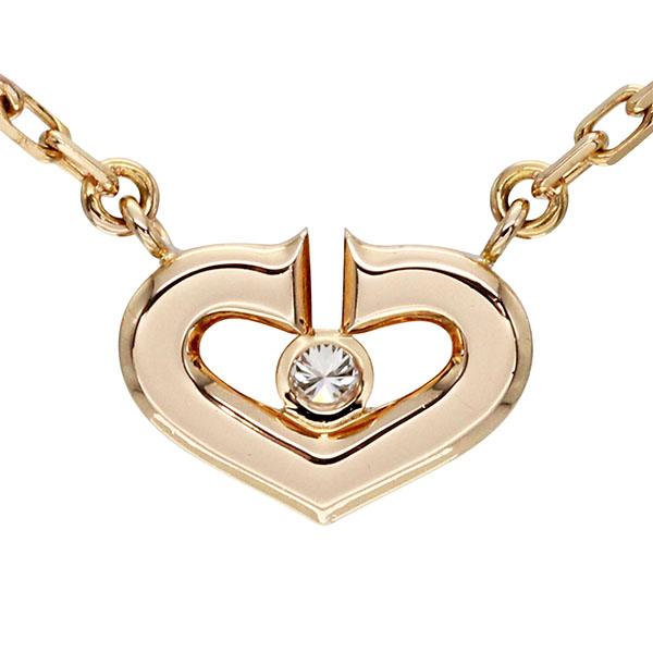 Cartier カルティエ Cハート 1Pダイヤモンド K18PG ネックレス 39cm  