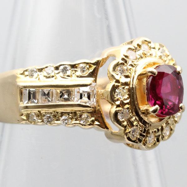 K18YG ルビー ダイヤモンド リング 10号 指輪 宝石 ジュエリー