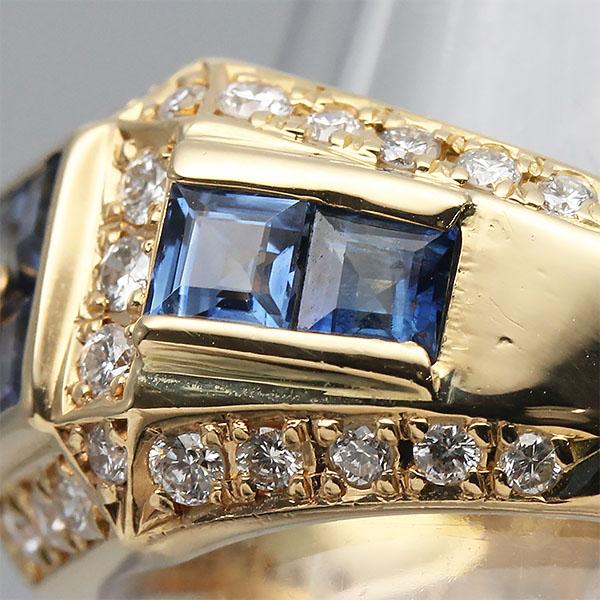 K18YG サファイア ダイヤモンド リング 11号 S1.85ct D0.54ct 指輪