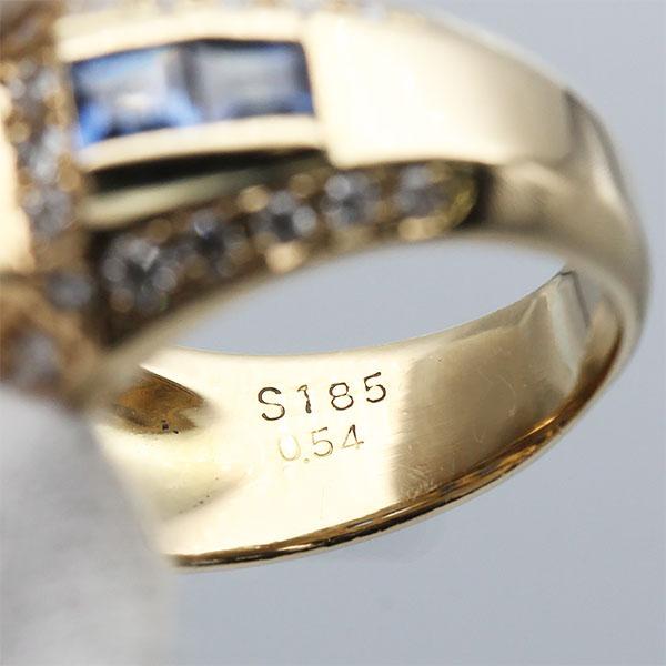 K18YG サファイア ダイヤモンド リング 11号 S1.85ct D0.54ct 指輪