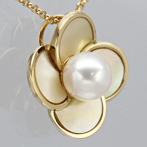 TASAKI（タサキ） フラワーモチーフ K18YG パール シェル ネックレス兼
