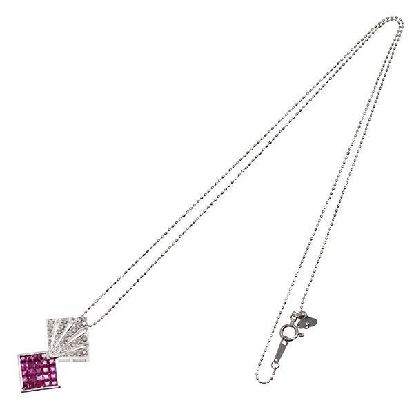 K18WG ルビー ダイヤモンド ネックレス 45.5cm R1.15ct D0.13ct ホワイトゴールド750 5.4g 宝石 ジュエリー アクセサリー 女性 レディース