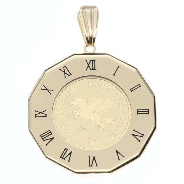 24金/18金エリザベス2世 オクタゴナルペンダント K18YG枠 K24YG エリザベス2世 ペガサスコイン ペンダントトップ 1/20oz