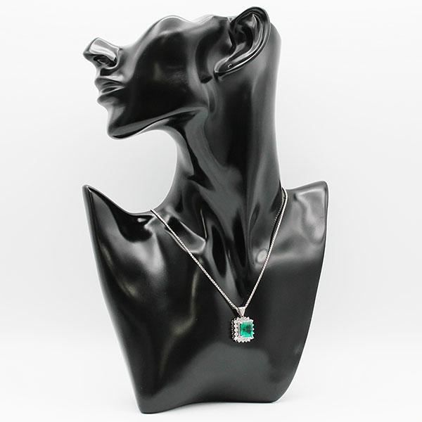 プラチナ エメラルド ダイヤモンド ネックレス 36cm/40cm E4.53ct D0 
