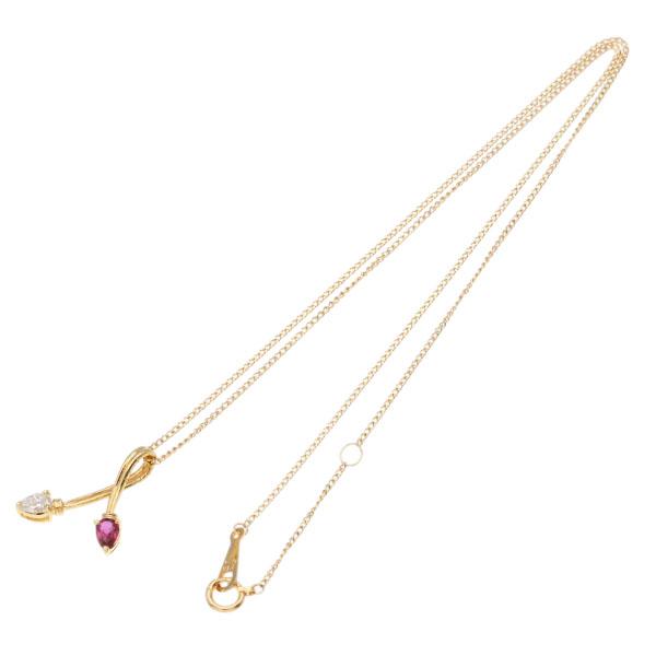 K18YG ルビー ダイヤモンド ネックレス 40cm R0.23ct D0.16ct 2.7g 