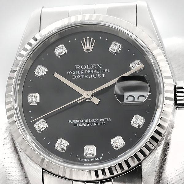 デイトジャスト ロレックス ROLEX デイトジャスト16234G ブラック文字