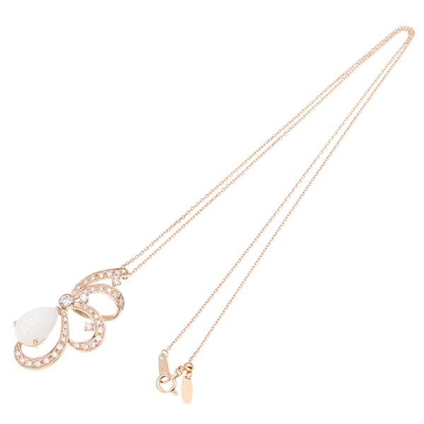 K18PG 白珊瑚 ダイヤモンド ネックレス 45cm CO3.29ct D0.54ct 6.2g レディース 中古 ソーティング付 18金 ゴールド ジュエリー ギフト_3