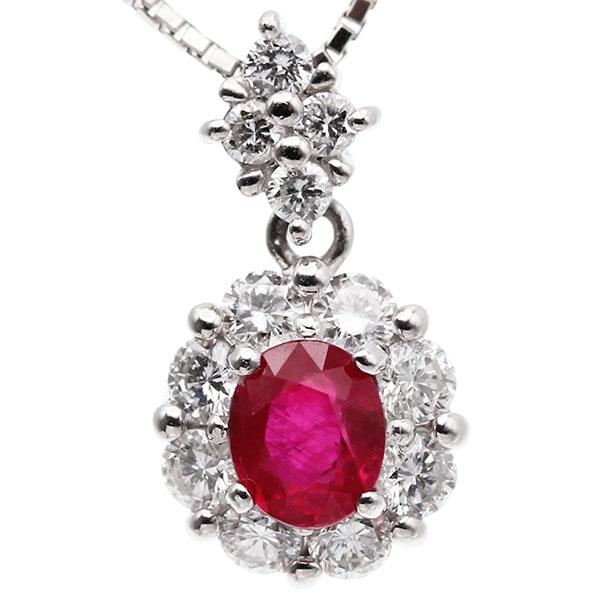 プラチナ ルビー ダイヤモンド ネックレス 36.5cm/40cm R0.79ct D0.70ct Pt900/850 ジュエリー 女性 レディース 誕生日 プレゼント_2