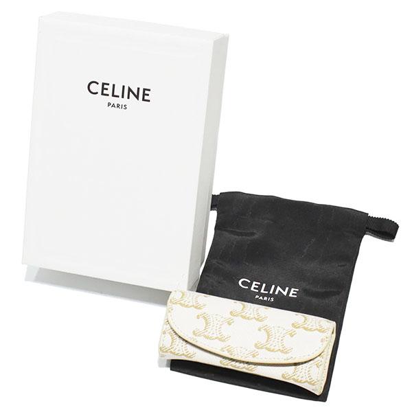 セリーヌ パース キュイル トリオンフ ケース ホワイト セリーヌ CELINE リングケース トリオンフキャンバス ホワイト