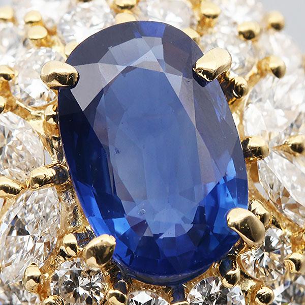 K18YG サファイア ダイヤモンド リング 12号 S2.04ct D1.51ct/0.65ct