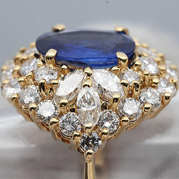 K18YG サファイア ダイヤモンド リング 12号 S2.04ct D1.51ct/0.65ct