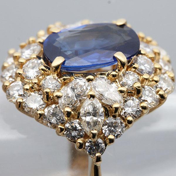 K18YG サファイア ダイヤモンド リング 12号 S2.04ct D1.51ct/0.65ct
