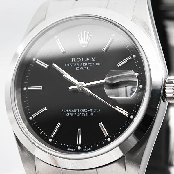 【ROLEX/ロレックス】 オイスターパーペチュアル デイト 15200 ギャラ/保証書付き 腕時計 ステンレススチール 自動巻き/オートマ U番 1998年 ブラック文字盤 メンズ【中古】【真子質店】【BL】【MoIKx】【ex】 オイスター パーペチュアル ロレックス ROLEX 15200 オイスター