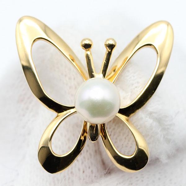 MIKIMOTO（ミキモト） 蝶モチーフ タイピン ブローチ パール K18YG
