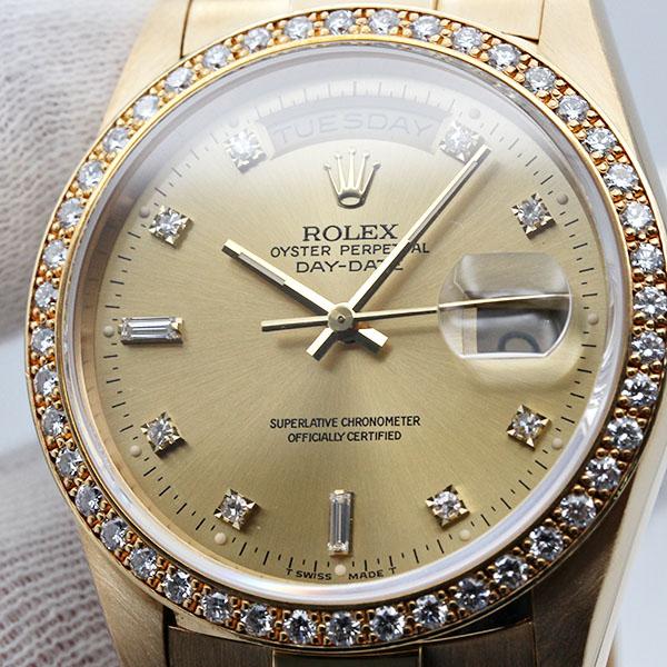 デイデイト ロレックス ROLEX 18348A ダイヤベゼル K18YG 自動巻き