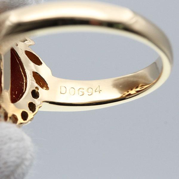 K18YG サンゴ ダイヤモンド リング 11.5号 D0.694ct ゴールド 珊瑚