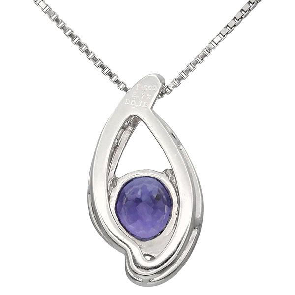 プラチナ タンザナイト ダイヤモンド スライドチェーン ネックレス 50cm TZ2.13ct D0.18ct PT850/900 6.9g レディース ソーティング 中古_1