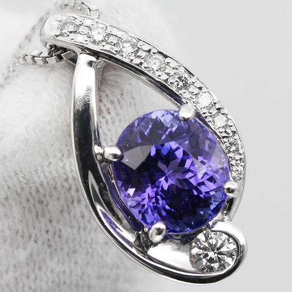 プラチナ タンザナイト ダイヤモンド スライドチェーン ネックレス 50cm TZ2.13ct D0.18ct PT850/900 6.9g レディース ソーティング 中古_2